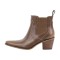 Pointed Toe Side Zipper Chunky Heels Ankle Chelsea Boots - Brown Faux Leather