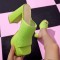 Square Open Toe Chunky Heels Platform Stretch Cozy Summer Spring Sandals - Green Fabric