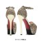 Peep Toe Stiletto Heels Glitters Gradient Color Platforms Ankle Buckle Straps Sandals  - Gold Synthetic