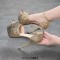 Peep Toe Stiletto Heels Glitters Gradient Color Platforms Ankle Buckle Straps Sandals  - Gold Synthetic