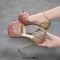 Peep Toe Stiletto Heels Glitters Gradient Color Platforms Ankle Buckle Straps Sandals  - Pink Gold Synthetic