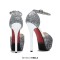 Peep Toe Stiletto Heels Glitters Gradient Color Platforms Ankle Buckle Straps Sandals  - Silver Synthetic