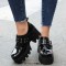 Square Toe Mary Janes Buckle Straps Chunky Heels Platforms Loafers  - Black Patent