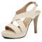 Peep Toe Cross Design Slingback Stiletto Heels Platforms Sandals - White Denim