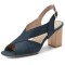 Fishmouth Peep Toe Cross Design Slingback Chunky Heels Sandals - Blue Denim