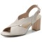 Fishmouth Peep Toe Cross Design Slingback Chunky Heels Sandals - White Denim
