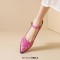 Pointed Toe Chunky Heels Ankle Buckle Straps Geometric Design Sandals - Rose Faux Leather
