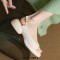 Peep Toe Platforms Flats Slippers Slingback Sandals - Beige Faux Leather