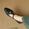 Round Toe Heart Decorated Vintage T Mary Janes Straps Kitten Heels Sandals - Green Faux Leather