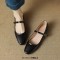 Round Toe Vintage Mary Janes Comfortable Office Working Flats - Black Faux Leather
