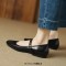 Round Toe Vintage Mary Janes Comfortable Office Working Flats - Black Faux Leather