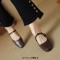 Round Toe Vintage Mary Janes Comfortable Office Working Flats - Brown Faux Leather