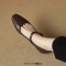 Round Toe Vintage Mary Janes Comfortable Office Working Flats - Brown Faux Leather