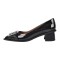 Pointed Toe Chunky Heels Punk Goth Rivet Decorated Retro Pumps - Black Faux Leather