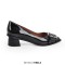 Pointed Toe Chunky Heels Punk Goth Rivet Decorated Retro Pumps - Black Faux Leather