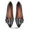 Pointed Toe Chunky Heels Punk Goth Rivet Decorated Retro Pumps - Black Faux Leather