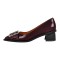 Pointed Toe Chunky Heels Punk Goth Rivet Decorated Retro Pumps - Burgundy Faux Leather