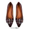 Pointed Toe Chunky Heels Punk Goth Rivet Decorated Retro Pumps - Burgundy Faux Leather
