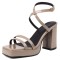 Square Open Toe Cross Straps Platforms Chunky Heels Summer Sandals - Apricot Tan Patent