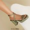 Square Open Toe Cross Straps Platforms Chunky Heels Summer Sandals - Green Patent