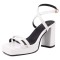 Square Open Toe Cross Straps Platforms Chunky Heels Summer Sandals - White Patent