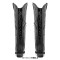 Pointed Toe Chunky Heels Western Style Knee Highs Cowgirl Boots - Black Faux Leather