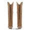 Pointed Toe Chunky Heels Western Style Knee Highs Cowgirl Boots - Brown Faux Leather
