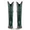 Pointed Toe Chunky Heels Western Style Knee Highs Cowgirl Boots - Green Faux Leather