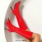 Peep Toe Stiletto Heels Knee Highs Boots - Red Patent
