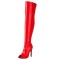 Peep Toe Stiletto Heels BlackPink Lisas Style Over The Knee Thigh Highs Boots - Red Patent
