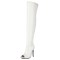 Peep Toe Stiletto Heels BlackPink Lisas Style Over The Knee Thigh Highs Boots - White Patent