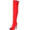 Peep Toe Stiletto Heels BlackPink Lisas Style Over The Knee Thigh Highs Boots - Red Faux Leather