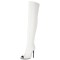 Peep Toe Stiletto Heels BlackPink Lisas Style Over The Knee Thigh Highs Boots - White Faux Leather