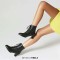 Pointed Toe Lace Up Chunky Block Heels Side Zipper Ankle Highs Autumn Boots - Black Faux Leather