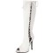 Peep Toe Lace Up Knee Highs Stiletto Heels Summer Boots - White Faux Leather