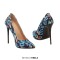 Pointed Toe Stiletto Heels Pumps - Camouflage Blue Synthetic