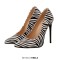 Pointed Toe Stiletto Heels Pumps - Zebra Synthetic