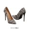 Pointed Toe Stiletto Heels Pumps - Zebra Synthetic
