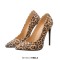 Pointed Toe Stiletto Heels Pumps - Leopard Yellow Flock