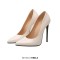 Pointed Toe Stiletto Heels Pumps - White Patent