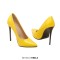 Pointed Toe Stiletto Heels Pumps - Yellow Patent