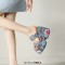 Peep Toe Wedges Heels Platforms Traditional Flowers Pattern Slip On Sandals - Blue Microfiber