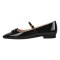 Square Toe Retro Decorated Mary Janes Straps Flats  - Black Patent
