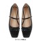 Square Toe Retro Decorated Mary Janes Straps Flats  - Black Patent
