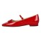 Square Toe Retro Decorated Mary Janes Straps Flats  - Red Patent