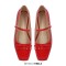 Square Toe Retro Decorated Mary Janes Straps Flats  - Red Patent
