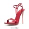 Stiletto Heels Peep Toe Ankle Buckle Straps Luxury Design Prom Sandals - Red Patent