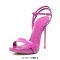 Stiletto Heels Peep Toe Ankle Buckle Straps Luxury Design Prom Sandals - Rose Patent