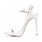 Stiletto Heels Peep Toe Ankle Buckle Straps Luxury Design Prom Sandals - White Patent