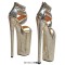 Peep Toe Stiletto Heels Snake Print Zip Decorated Ankle Cross Straps Platforms Sandals  - Gold Faux Leather